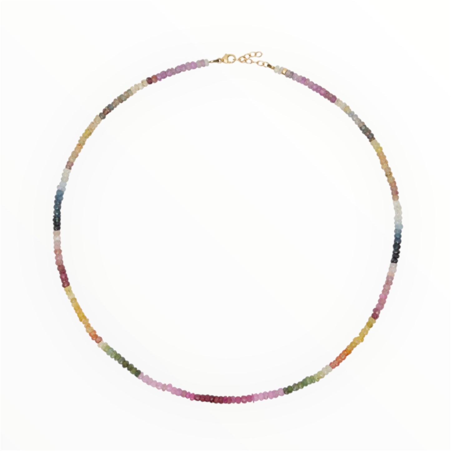 Rainbow Saphire Necklace - 14k Solid Gold Endings