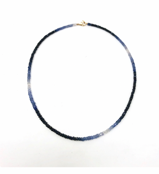 Ombre Blue Saphire Necklace - 14k Solid Gold Endings